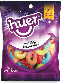 Huer Neon Rings bag 24/100g - Candy - - Tevan Enterprises - Canadian Wholesale Confections