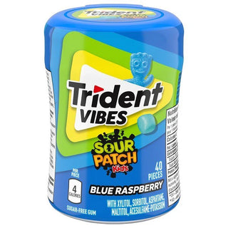 Trident Vibes Sour Patch Kids Blue Raspberry bottles 6/40ct - Gum - - Tevan Enterprises - Canadian Wholesale Confections