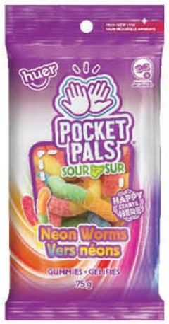 Huer Pocket Pals Sour Neon Worms 12/75g