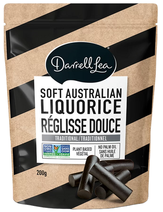 Darrel Lea Liquorice Soft Black 8/200g - Licorice - - Tevan Enterprises - Canadian Wholesale Confections