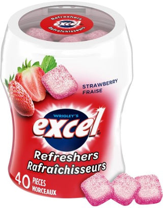 Excel Refreshers Strawberry Bottles 6/40pc - Gum - - Tevan Enterprises - Canadian Wholesale Confections
