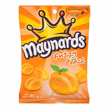 Maynards Fuzzy Peach Peg Top 12/154g - Candy - - Tevan Enterprises - Canadian Wholesale Confections