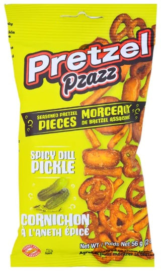 Pretzel Pzazz Spicy Dill Pickle 12/56g - Snacks - - Tevan Enterprises - Canadian Wholesale Confections