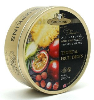 Simpkins Tropical Fruit Drops 6/200g - Mints - - Tevan Enterprises - Canadian Wholesale Confections