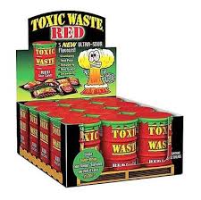 Toxic Waste Red Sour Candy Drum 12/48g - Candy - - Tevan Enterprises - Canadian Wholesale Confections