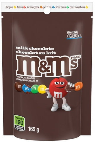 M&M's Milk Chocolate Stand Up Pack 15/165g - Chocolate and Chocolate Bars - - Tevan Enterprises - Canadian Wholesale Confections