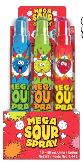 Mega Sour Spray 16/90ml - Candy - - Tevan Enterprises - Canadian Wholesale Confections
