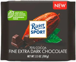 Ritter Sport Fine Extra Dark Chocolate 70% 9/100g - Chocolate and Chocolate Bars -  - Tevan Enterprises - Canadian Wholesale Confections