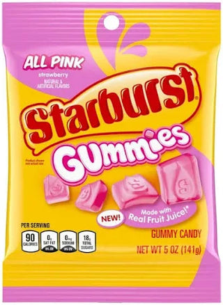 Starburst Gummies All Pink peg bag 12/142g - Candy - - Tevan Enterprises - Canadian Wholesale Confections