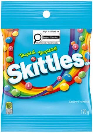 Skittles Tropical peg bag 12/170g - Candy - - Tevan Enterprises - Canadian Wholesale Confections