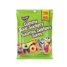 Huer Peg Bag Sour Suckers 24/120g - Candy - - Tevan Enterprises - Canadian Wholesale Confections
