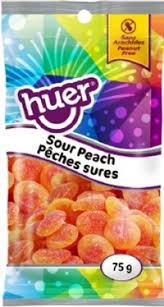 Huer Pocket Pals Sour Peach Slices 12/75g - Candy - - Tevan Enterprises - Canadian Wholesale Confections