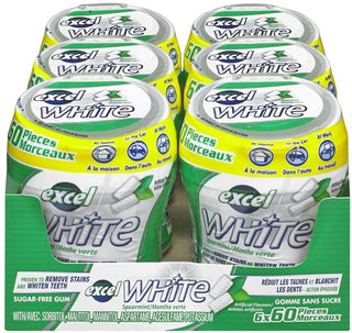 Excel White Spearmint Bottles 6/60pc - Gum - - Tevan Enterprises - Canadian Wholesale Confections