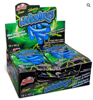 Livewires Bags Sour Blue Raspberry 18/100g - Candy - - Tevan Enterprises - Canadian Wholesale Confections