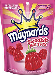 Maynards Swedish Berries Stand-Up Bag 12/355g - Candy - - Tevan Enterprises - Canadian Wholesale Confections