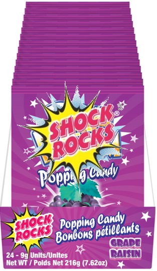 Shock Rocks Popping Candy - Grape 24/9g - Candy - - Tevan Enterprises - Canadian Wholesale Confections