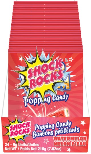 Shock Rocks Popping Candy - Watermelon 24/9g - Candy - - Tevan Enterprises - Canadian Wholesale Confections