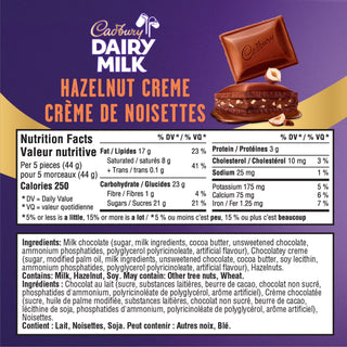 Dairy Milk Hazelnut Creme Family Bar 12/105g