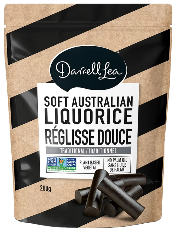 Darrel Lea Liquorice Soft Black 8/200g - Licorice - Terra Foods - Tevan Enterprises - Canadian Wholesale Confections