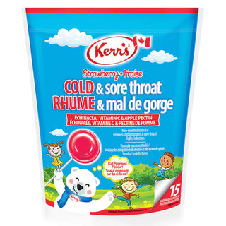 Kerr Lollypops Cold & Sore Throat Strawberry 12/15ct