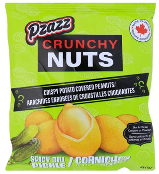 Pzazz Crunchy Nuts Spicy Dill Pickle 12/80g - Snacks -  - Tevan Enterprises - Canadian Wholesale Confections