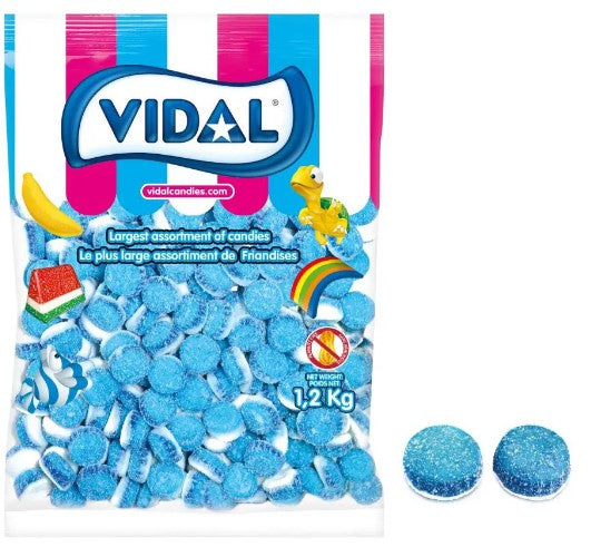 Vidal Sour Blue Raspberry Cakes bulk candy 1.2kg - Bulk Candy -  - Tevan Enterprises - Canadian Wholesale Confections