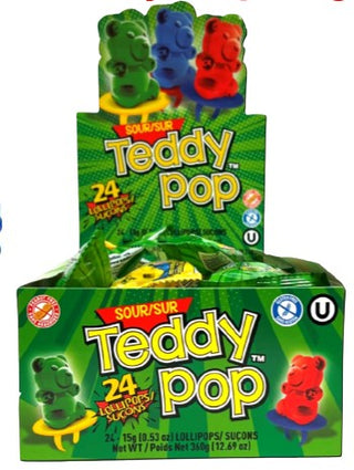 Sour Teddy Pop 24/15g - Candy -  - Tevan Enterprises - Canadian Wholesale Confections