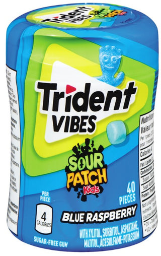 Trident Vibes Sour Patch Kids Blue Raspberry bottles 6/40ct - Gum -  - Tevan Enterprises - Canadian Wholesale Confections