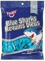 Huer Peg Bag Blue Sharks 24/120g - Candy -  - Tevan Enterprises - Canadian Wholesale Confections