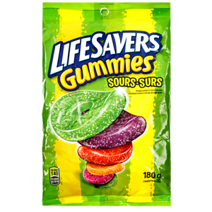 Lifesavers 5 Flavour Sour Gummies peg bag 12/180g - Candy -  - Tevan Enterprises - Canadian Wholesale Confections