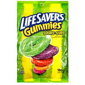 Lifesavers 5 Flavour Sour Gummies 180g 12 bags/case, Candy, Wrigley, [variant_title] - Tevan Enterprises