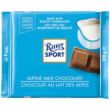 Ritter Sport Alpine Milk Chocolate 12/100g - Chocolate and Chocolate Bars -  - Tevan Enterprises - Canadian Wholesale Confections