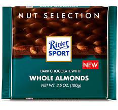 Ritter Sport Dark Whole Almond 11/100g - Chocolate and Chocolate Bars -  - Tevan Enterprises - Canadian Wholesale Confections