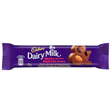 Dairy Milk Fruit & Nut 42g  24's, Chocolate and Chocolate Bars, Mondelez (Cadbury), [variant_title] - Tevan Enterprises