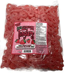 Gummy Zone Sour Strawberry Tinglers bulk 1kg bag, Bulk Candy, Morris National, [variant_title] - Tevan Enterprises