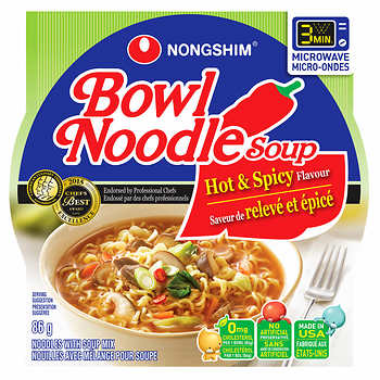 Nong Shim Hot & Spicy Soup Bowl 86g 12s, Snacks, Tevan Enterprises Ltd., [variant_title] - Tevan Enterprises