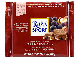 Ritter Sport Raisins w Hazelnut, 100g, 12 per box, 8 bx/cs, Chocolate and Chocolate Bars, Terra Foods, [variant_title] - Tevan Enterprises